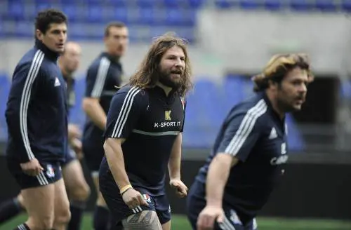 Martin Castrogiovanni durante il captain's run della squadra italiana allo stadio Olimpico di Roma