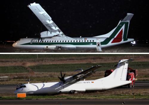 L'ATR 72 della Carpatai finito fuori pista a Fiumicino: questa mattina senza il logo Alitalia