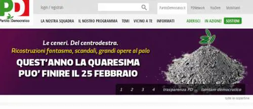 La gaffe sul sito del Pd: "Le ceneri della destra". E scoppia la polemica