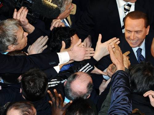 Il leader del Pdl Silvio Berlusconi durante l'incontro pubblico al Lingotto