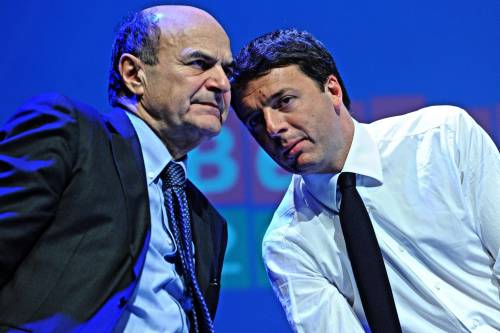 Il segretario del Pd  Pierluigi Bersani e il sindaco di Firenze Matteo Renzi