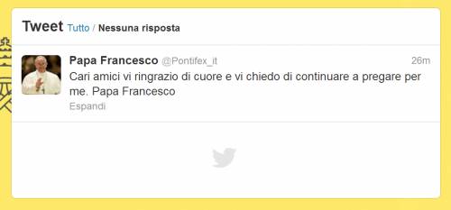 Il primo tweet di Papa Francesco