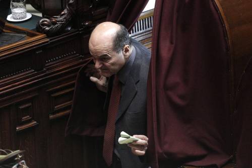 Pier Luigi Bersani durante le votazioni per il nuovo Presidente della Camera
