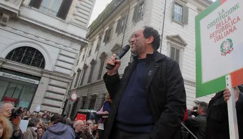 Il leader di Rivoluzione Civile, Antonio Ingroia, alla manifestazione di MicroMega