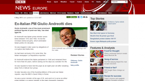 Morte di Andreotti: la stampa estera