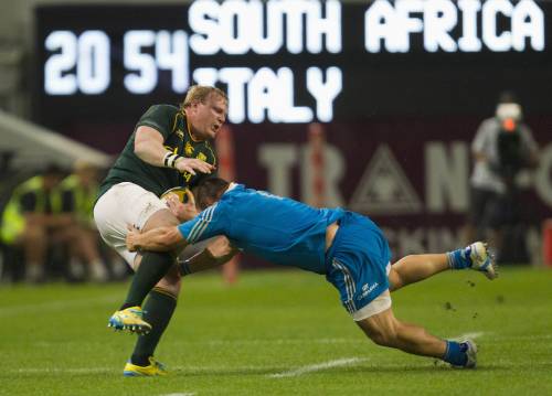 Rugby, l'Italia si arrende allo strapotere degli Springboks