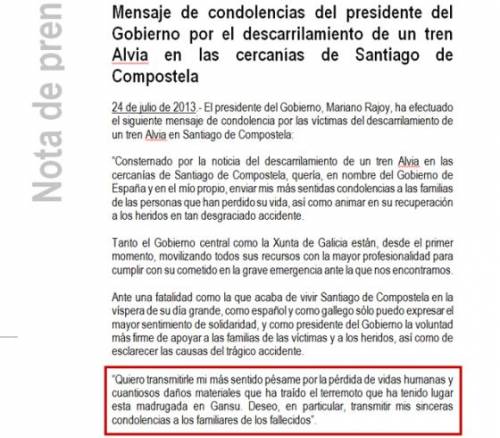 La gaffe di Rajoy: "Cordoglio per le vittime del terremoto di Gansu"