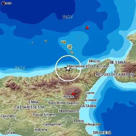 L'epicentro del sisma in un'immagine dell'Ingv