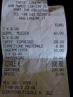 Polemica sul web. A Venezia 4 caffè e 3 amari costano più di 100 euro