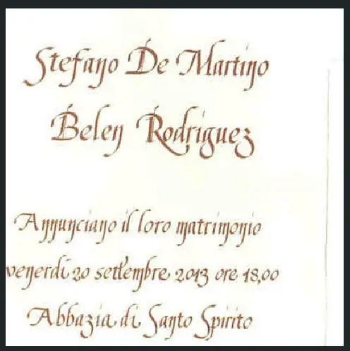 Belen, partecipazioni di matrimonio e cucina per Stefano