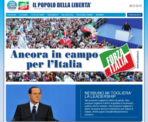 Il simbolo di Forza Italia riappare sul sito del Pdl