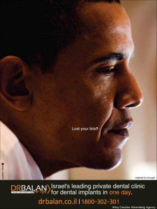 Pubblicità israeliana ironizza: "Barack, perso i denti?"