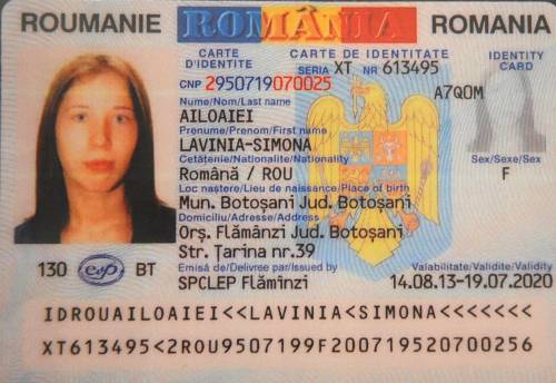 Il passaporto di Lavinia Simona Ailoaiei