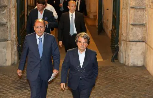 Renato Schifani e Renato Brunetta escono da Palazzo Grazioli