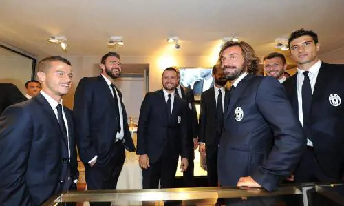 Andrea Barzagli,Sebastian Giovinco,Andrea Pirlo all'inaugurazione del nuovo negozio Trussardi