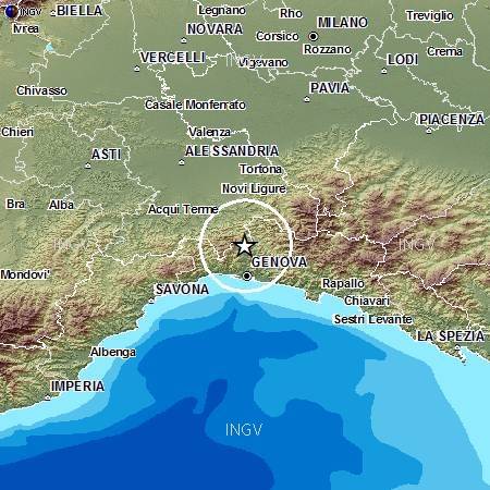 Un terremoto di magnitudo 3.1 scuote la provincia di Genova