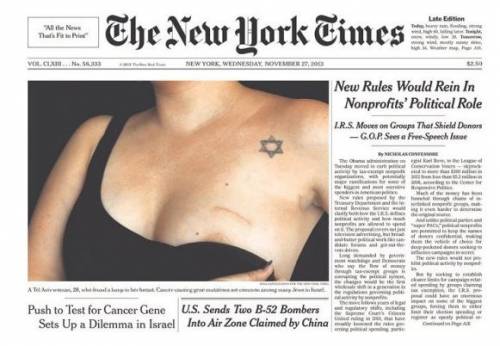Seno di una donna ebrea in prima pagina: scoppia la polemica sul New York Times