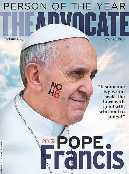 La copertina di "The Advocate" dedicata a papa Francesco