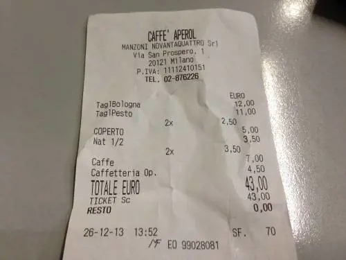 Conto salato in un bar di Milano. Sette euro per due caffè: guarda lo scontrino