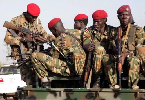 Soldati dell'esercito del Sud Sudan nella capitale Juba
