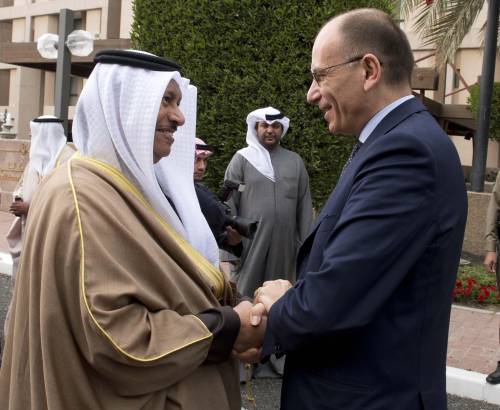 Il premier Enrico Letta con il Primo Ministro del Kuwait Sheikh Jaber Al-Mubarak Al Sabah