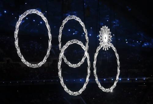 Un momento della cerimonia di apertura di Sochi 2014