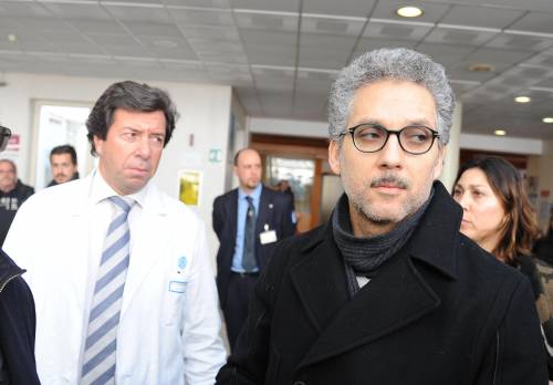 Beppe Fiorello visita il fratello Rosario al Policlinico Gemelli