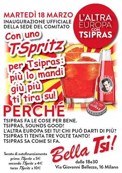 Se la lista Tsipras cerca l'unità del movimento a colpi di Tspritz