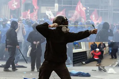 Guerriglia al corteo dei movimenti a Roma