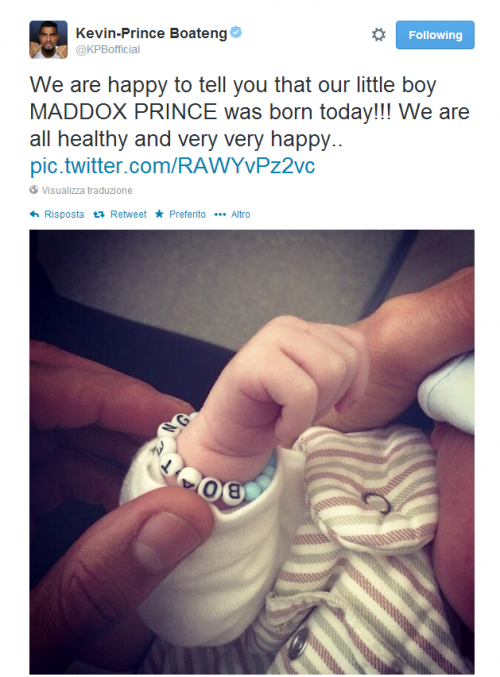 È nato Maddox Prince, figlio di Melissa Satta e Boateng