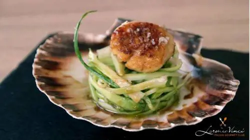Capesante flambate alla grappa di Amarone Marzadro