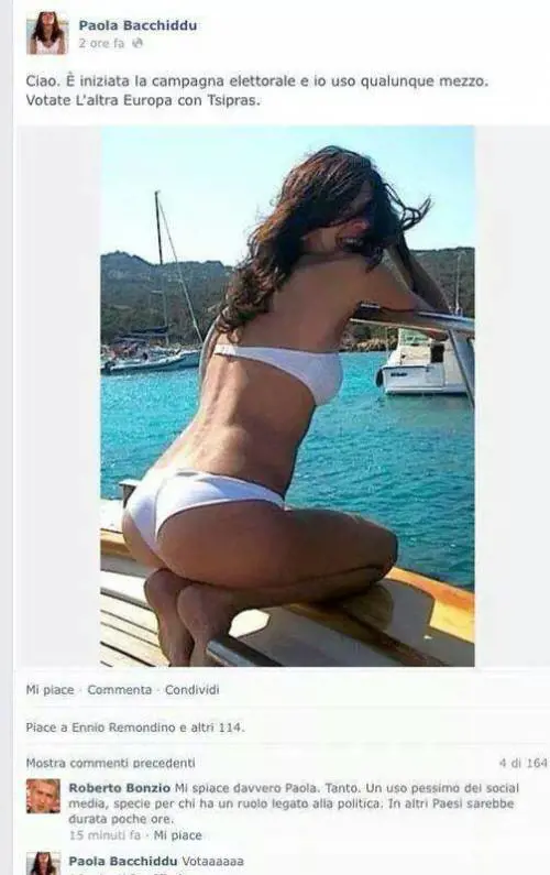 Bacchiddu: "Mio lato B volano per Tsipras. Ma non hanno apprezzato"