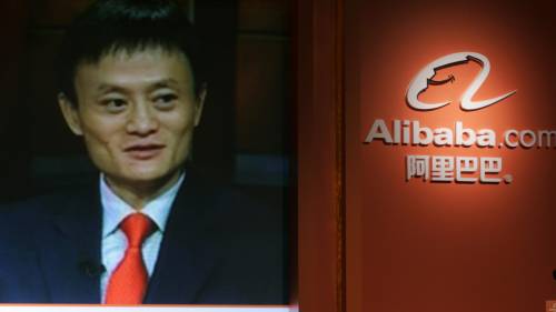 Jack Ma fotografato durante una videoconferenza a Hong Kong