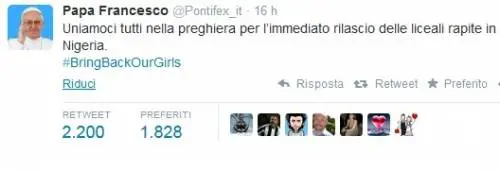Studentesse nigeriate rapite, anche il Papa si unisce alla mobilitazione