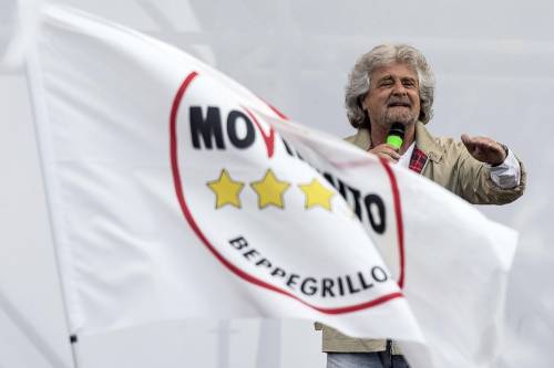 Beppe Grillo, durante la manifestazione di chiusura della campagna elettorale per le elezioni Europee