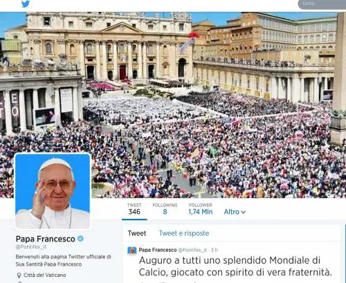 Video messaggio e tweet del Papa per l'inizio dei Mondiali