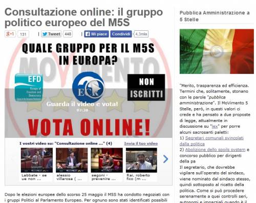 I grillini scelgono online il gruppo europeo. Polemiche per l'esclusione dei Verdi