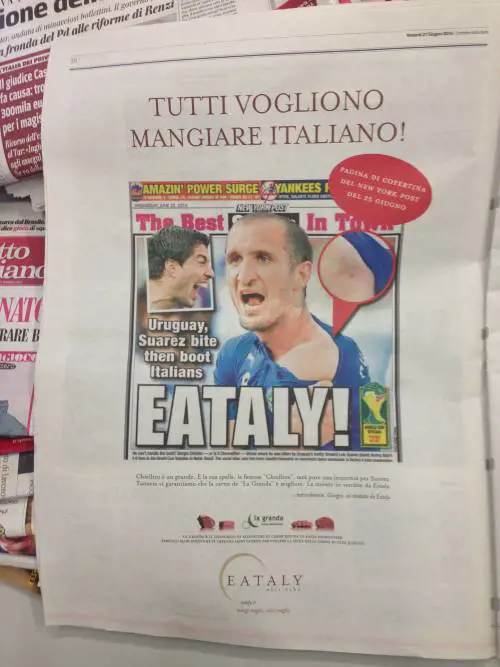 La pubblicità di Eataly dedicata alla prima pagina del New York Post