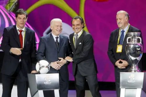 Prandelli e Trapattoni scherzano in occasione di Euro 2012