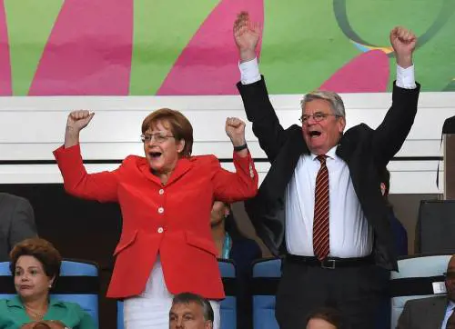 Angela Merkel e Joachim Gauck festeggiano la vittoria della Germania al mondiale
