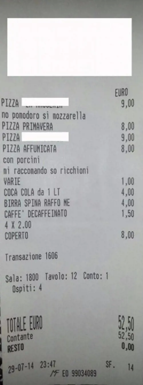 Scontrino omofobo, licenziato il cameriere
