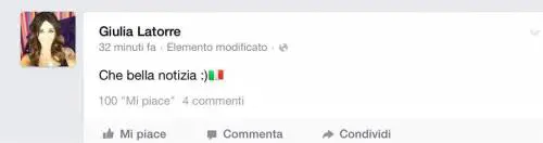 Il messaggio di Giulia Latorre su Facebook