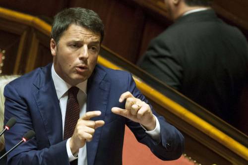 Matteo Renzi durante l'intervento in Senato del 17 settembre 2014