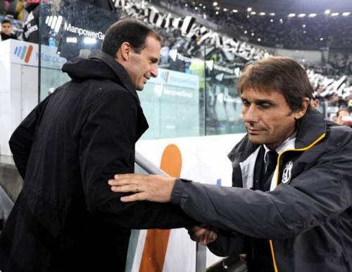 Allegri e Conte durante un match allo Juventus Stadium