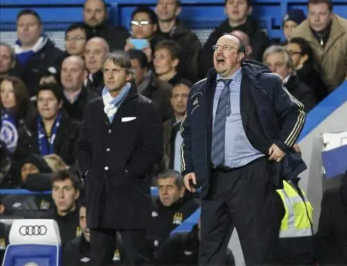 Benitez e Mancini in un incontro di Premier