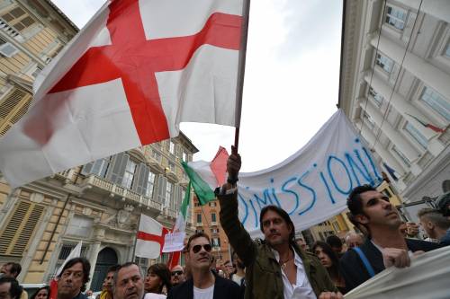 Cristiano De Andrè e Francesco Baccini in prima fila alla manifestazione di Genova