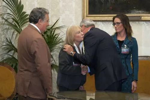 Il presidente del Senato Pietro Grasso a Palazzo Madama con la famiglia Cucchi