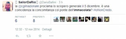 Twitter contro la Cgil: "Così allungano il ponte"