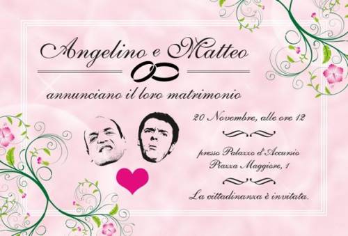 L'invito alle (finte) nozze tra Renzi e Alfano