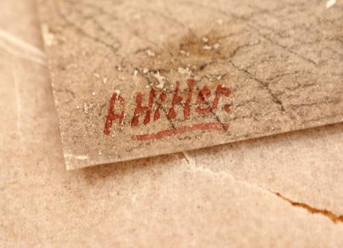 La firma di Adolf Hitler in un angolo del dipinto